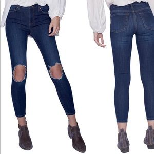 Free People High Rise Busted Knee Skinny Jeans